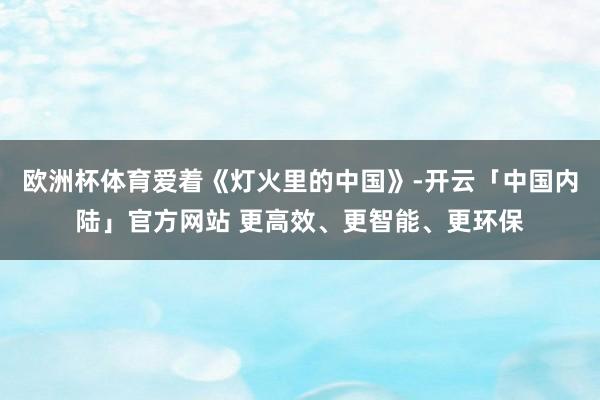 欧洲杯体育爱着《灯火里的中国》-开云「中国内陆」官方网站 更高效、更智能、更环保
