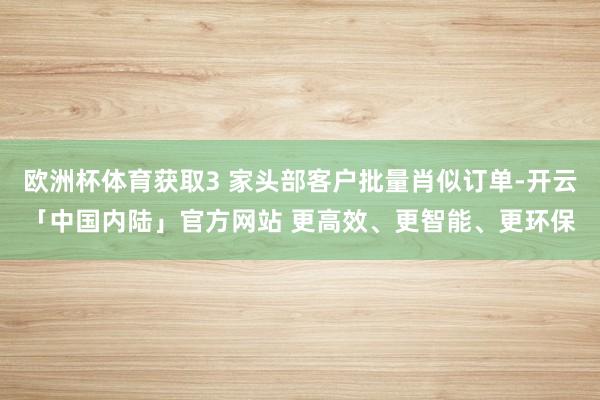 欧洲杯体育获取3 家头部客户批量肖似订单-开云「中国内陆」官方网站 更高效、更智能、更环保