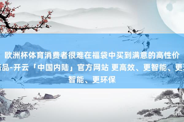 欧洲杯体育消费者很难在福袋中买到满意的高性价比商品-开云「中国内陆」官方网站 更高效、更智能、更环保