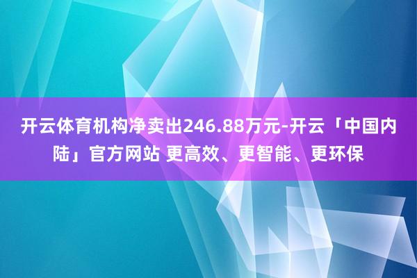开云体育机构净卖出246.88万元-开云「中国内陆」官方网站 更高效、更智能、更环保
