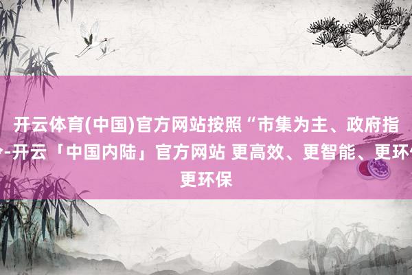 开云体育(中国)官方网站按照“市集为主、政府指令-开云「中国内陆」官方网站 更高效、更智能、更环保
