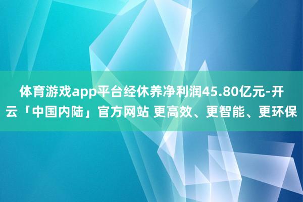 体育游戏app平台经休养净利润45.80亿元-开云「中国内陆」官方网站 更高效、更智能、更环保