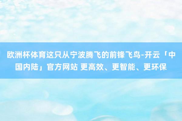 欧洲杯体育这只从宁波腾飞的前锋飞鸟-开云「中国内陆」官方网站 更高效、更智能、更环保